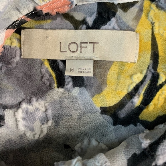 LOFT Boho Floral Ruffle Cap Sleeve  Top Women Medium - Picture 6 of 8